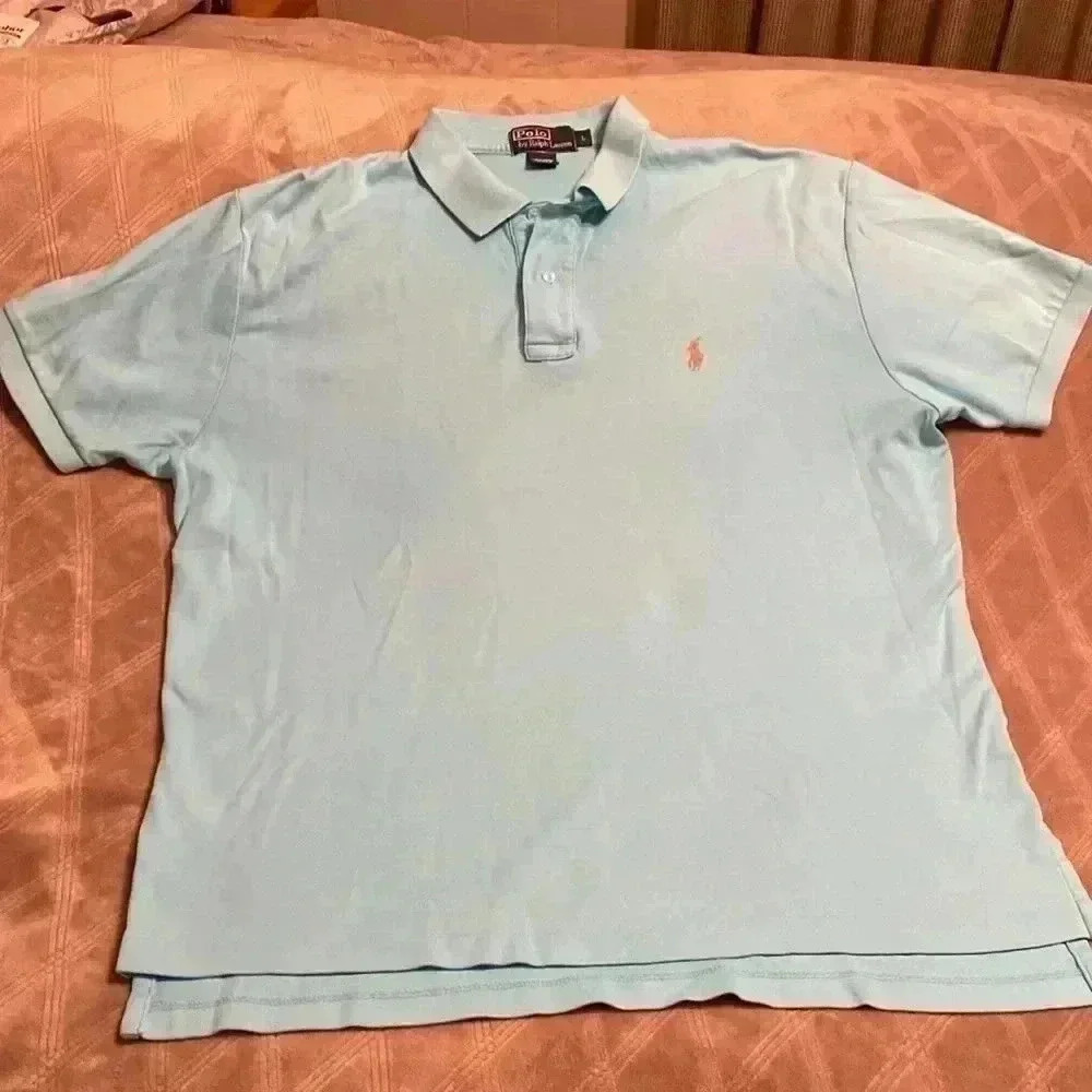 Polo by Ralph Lauren Mens Shirt Sleeve Shirt Size Large Light Blue